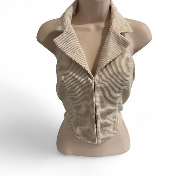 Women's Corduroy Collared Vest Top Size S Country Festival Ranch Rodeo Boho - Picture 2 of 8